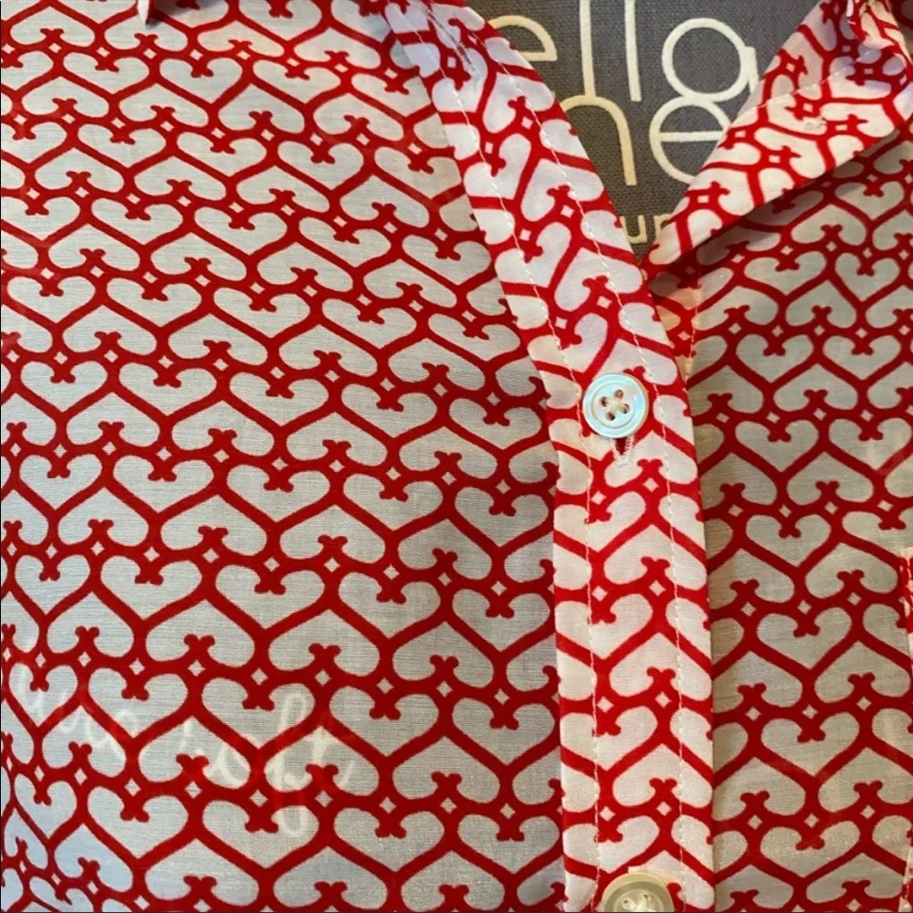 Ann Taylor Red and White Button Down Shirt - Picture 3 of 6